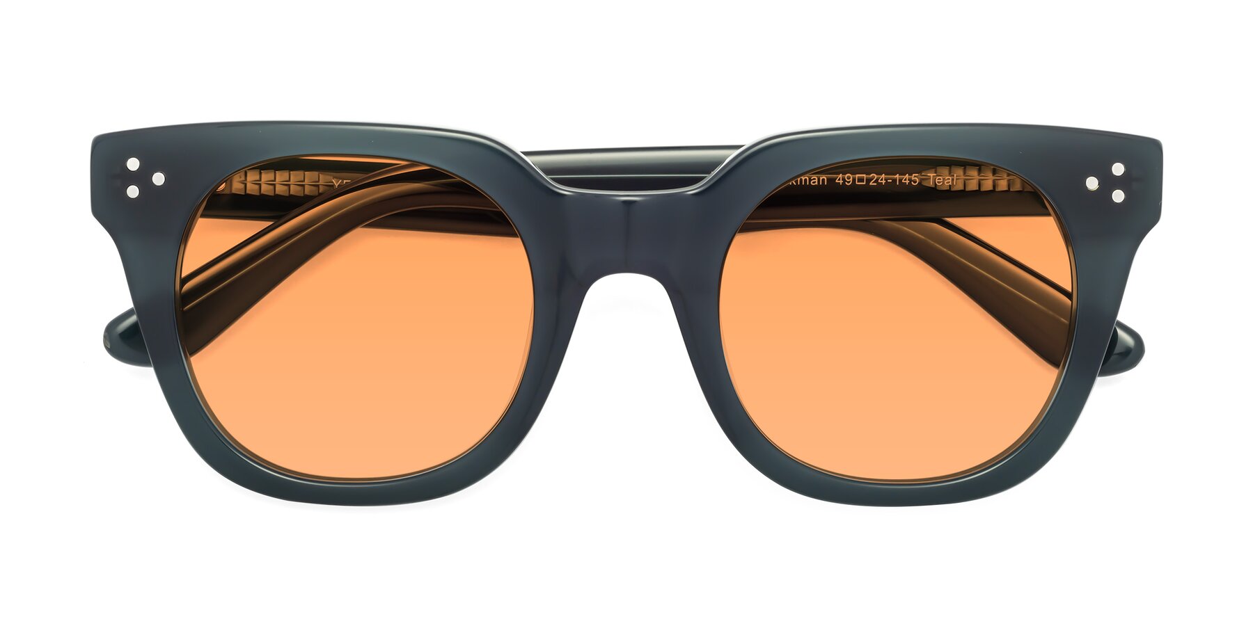Folded Front of Jackman in Teal with Medium Orange Tinted Lenses