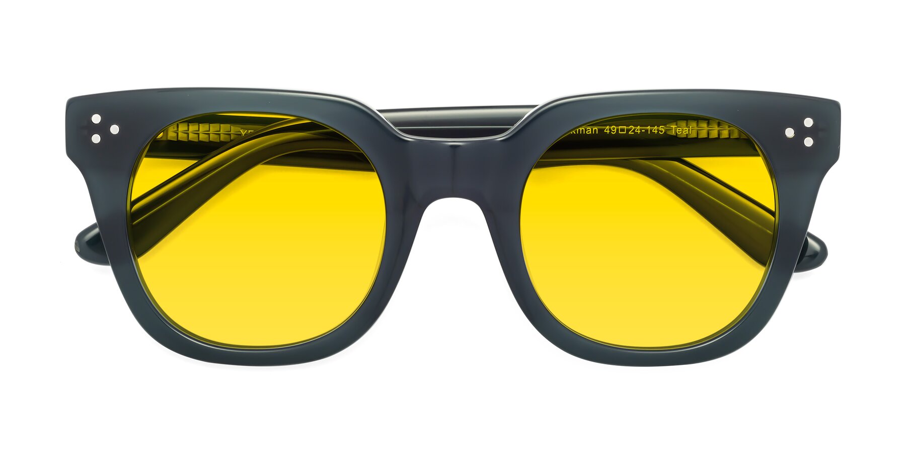 Folded Front of Jackman in Teal with Yellow Tinted Lenses