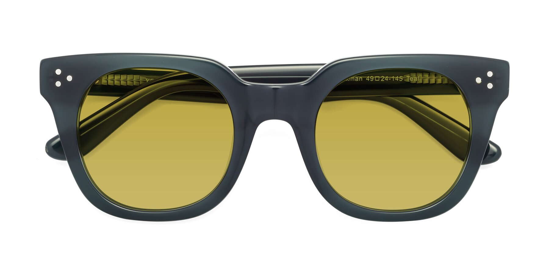 Folded Front of Jackman in Teal with Champagne Tinted Lenses