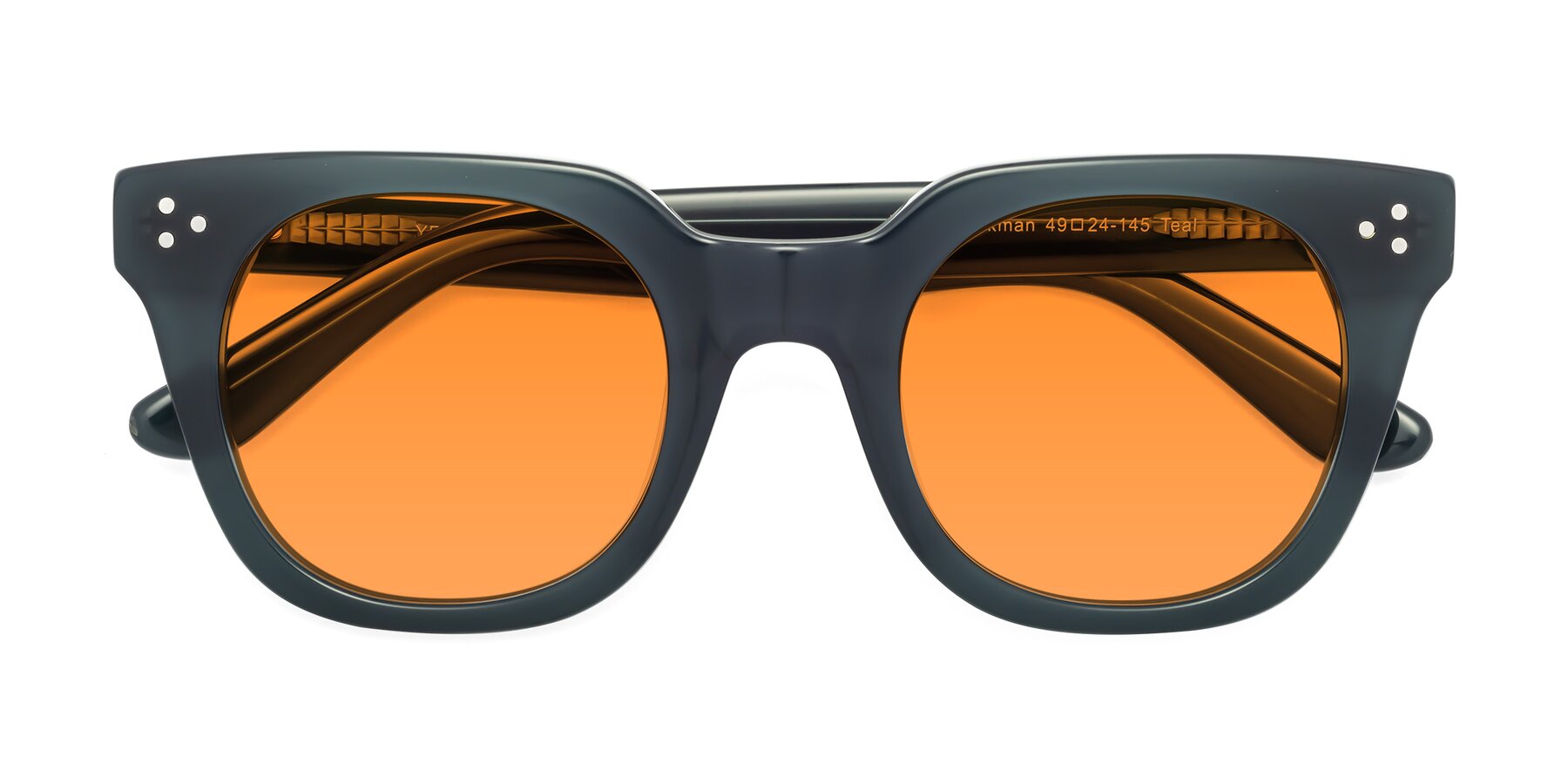 Folded Front of Jackman in Teal with Orange Tinted Lenses