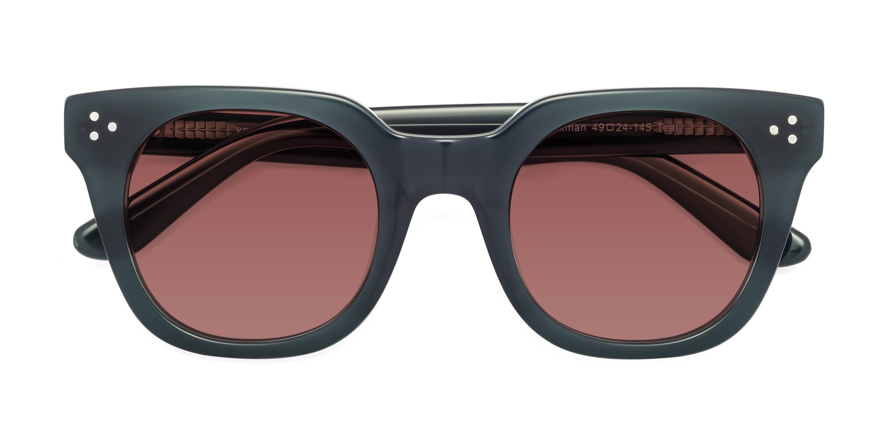 Folded Front of Jackman in Teal with Garnet Tinted Lenses