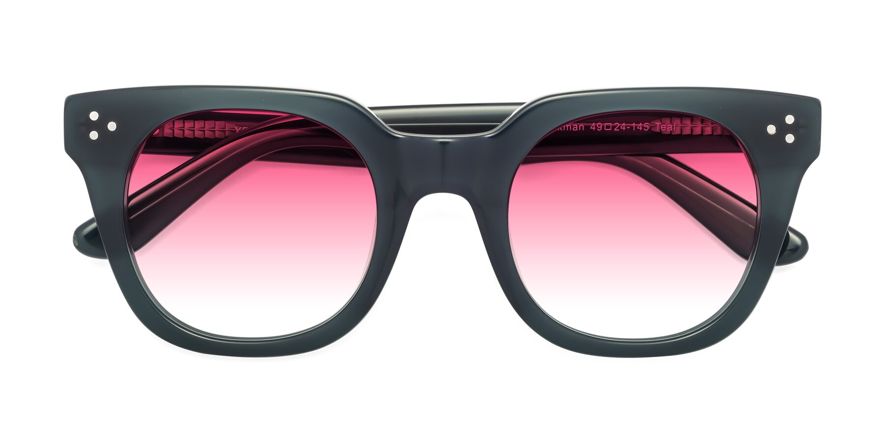 Folded Front of Jackman in Teal with Pink Gradient Lenses