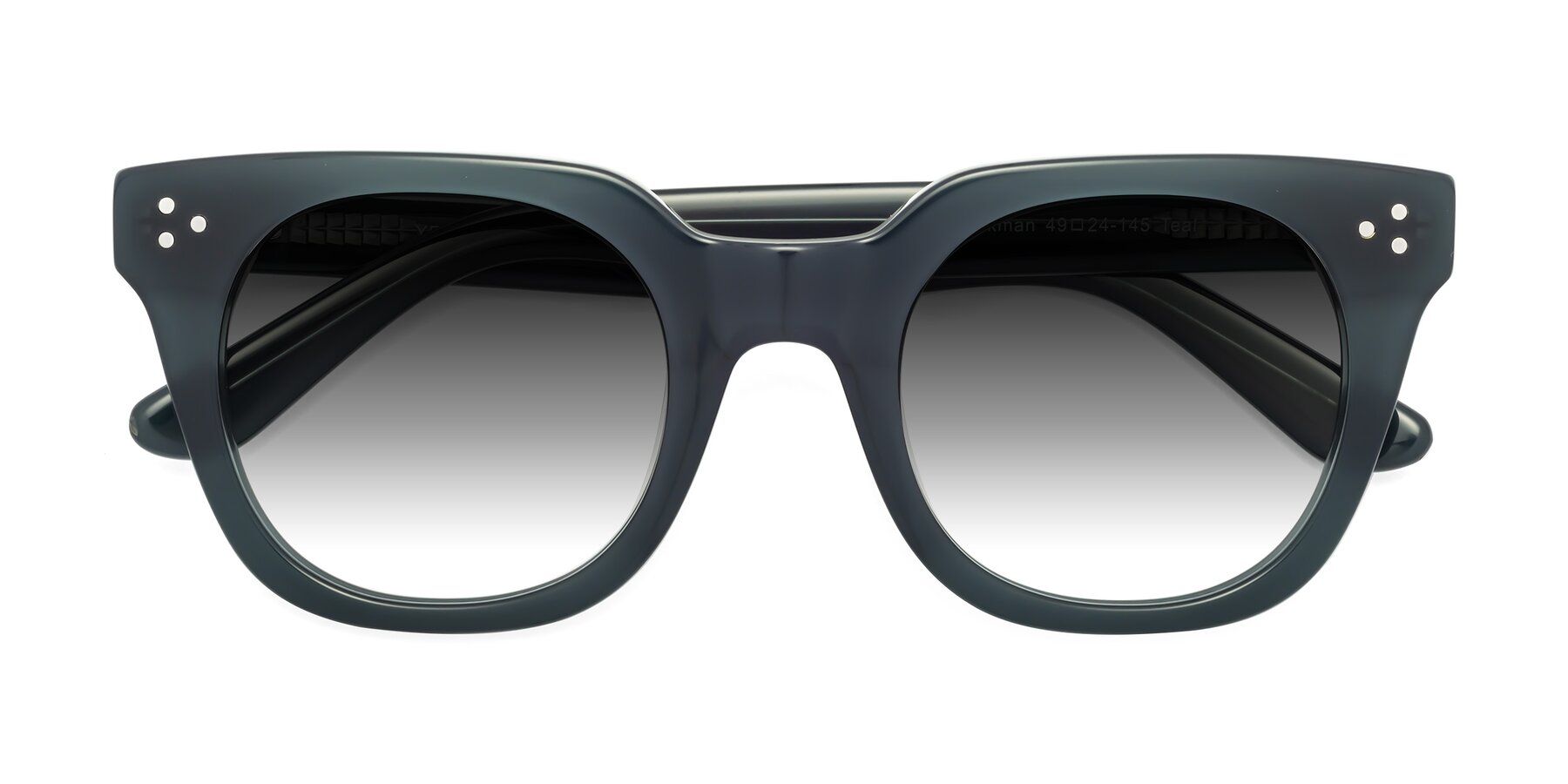 Folded Front of Jackman in Teal with Gray Gradient Lenses