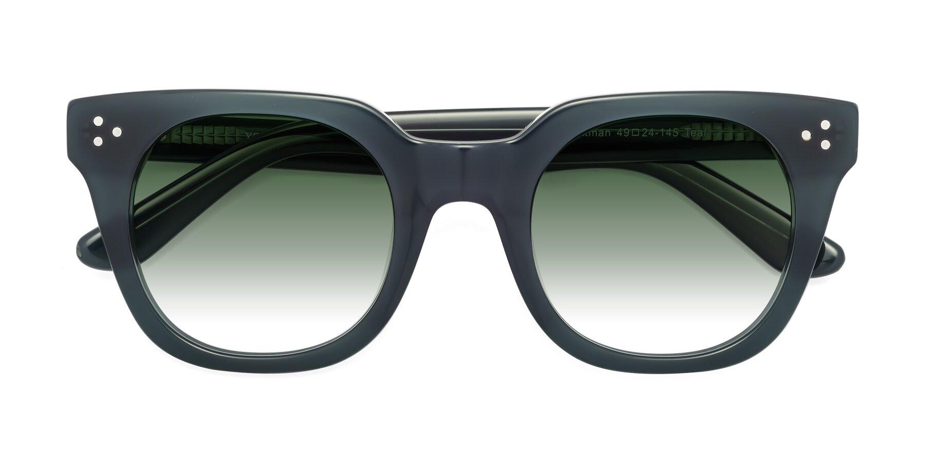 Folded Front of Jackman in Teal with Green Gradient Lenses