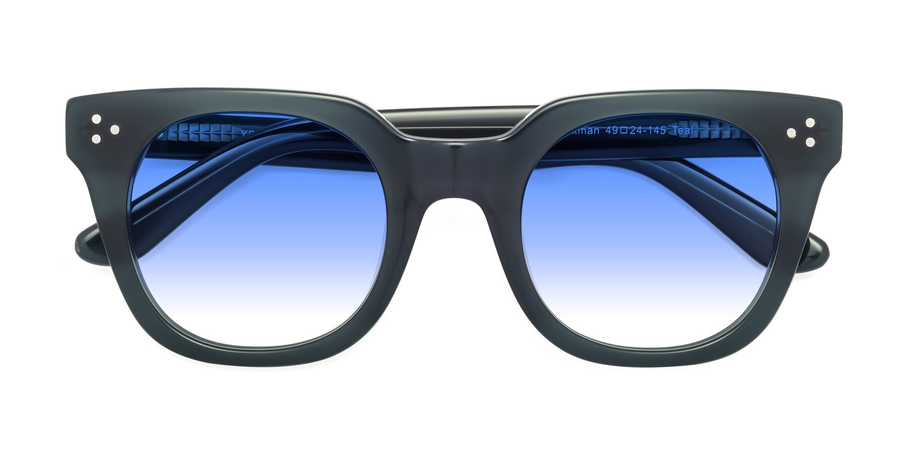 Folded Front of Jackman in Teal with Blue Gradient Lenses
