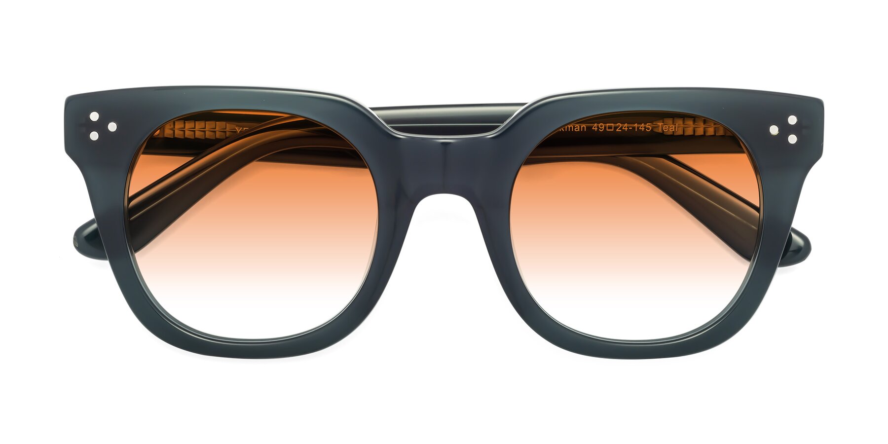 Folded Front of Jackman in Teal with Orange Gradient Lenses