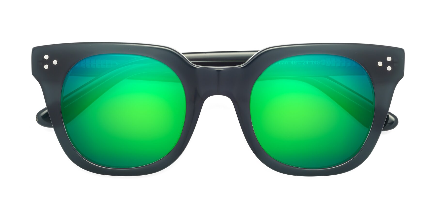 Folded Front of Jackman in Teal with Green Mirrored Lenses