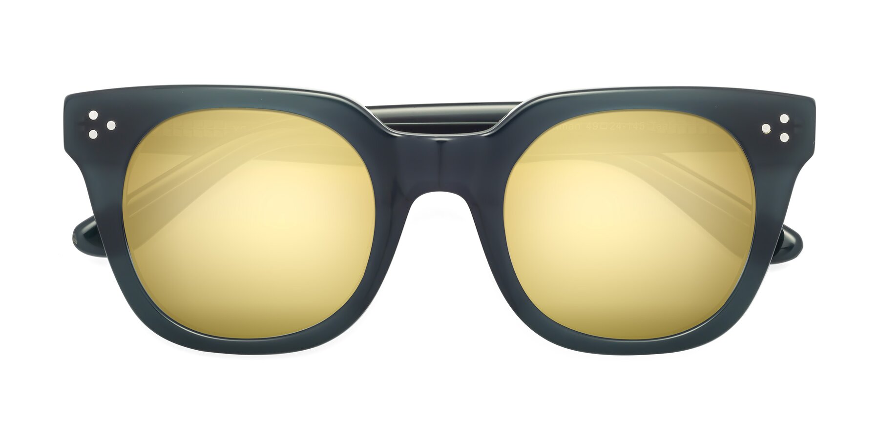 Folded Front of Jackman in Teal with Gold Mirrored Lenses