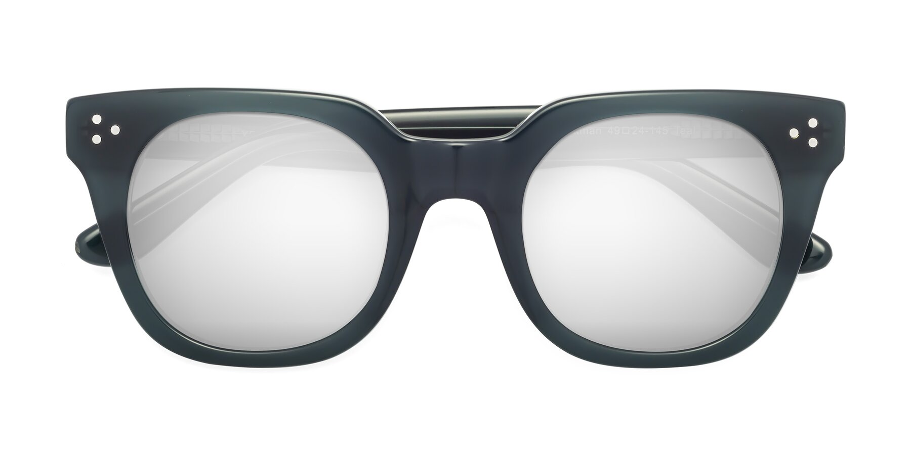 Folded Front of Jackman in Teal with Silver Mirrored Lenses