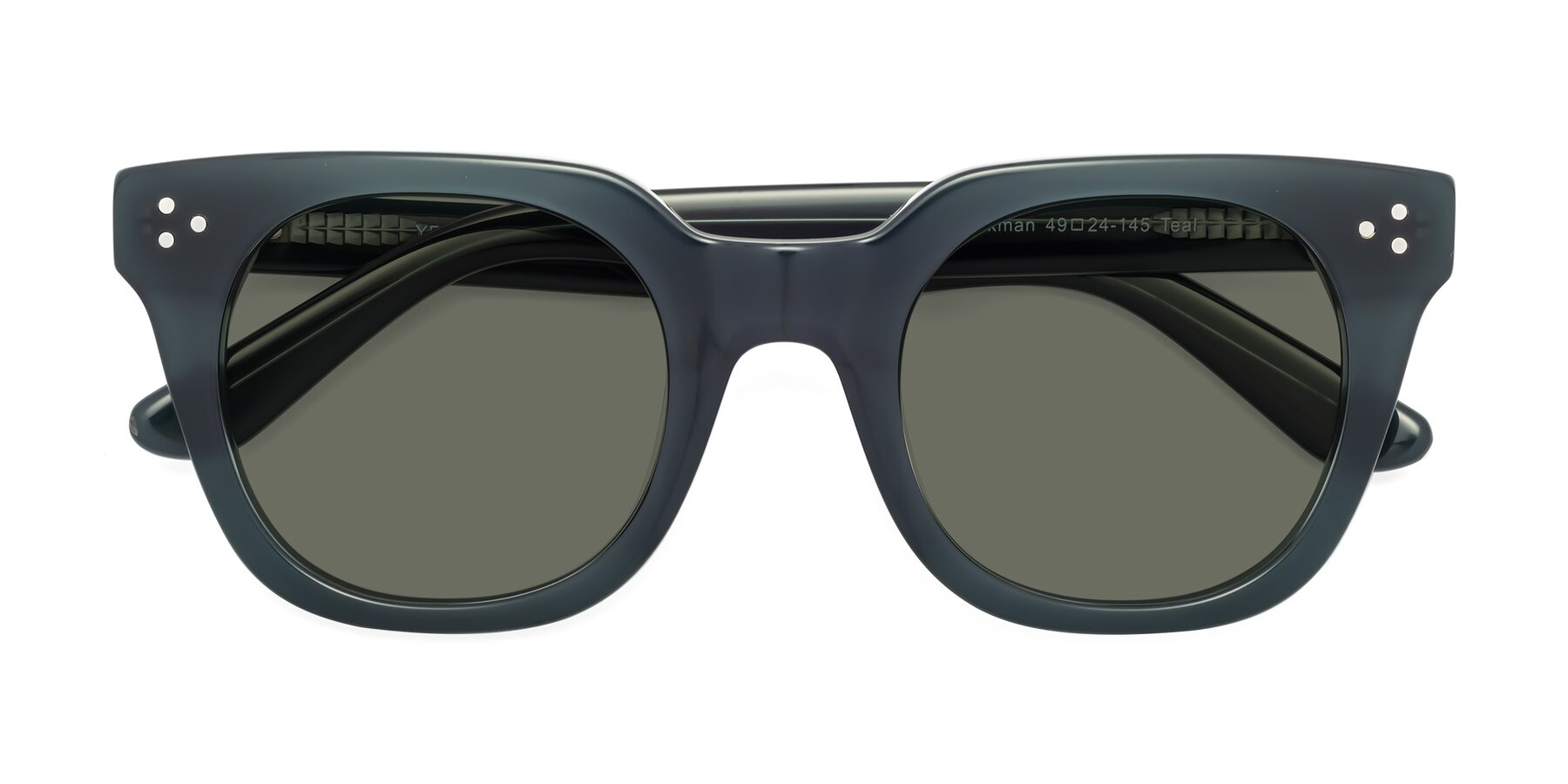 Folded Front of Jackman in Teal with Gray Polarized Lenses