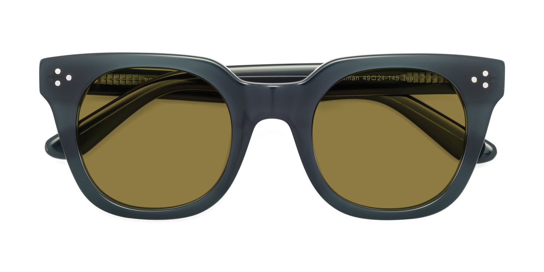 Folded Front of Jackman in Teal with Brown Polarized Lenses