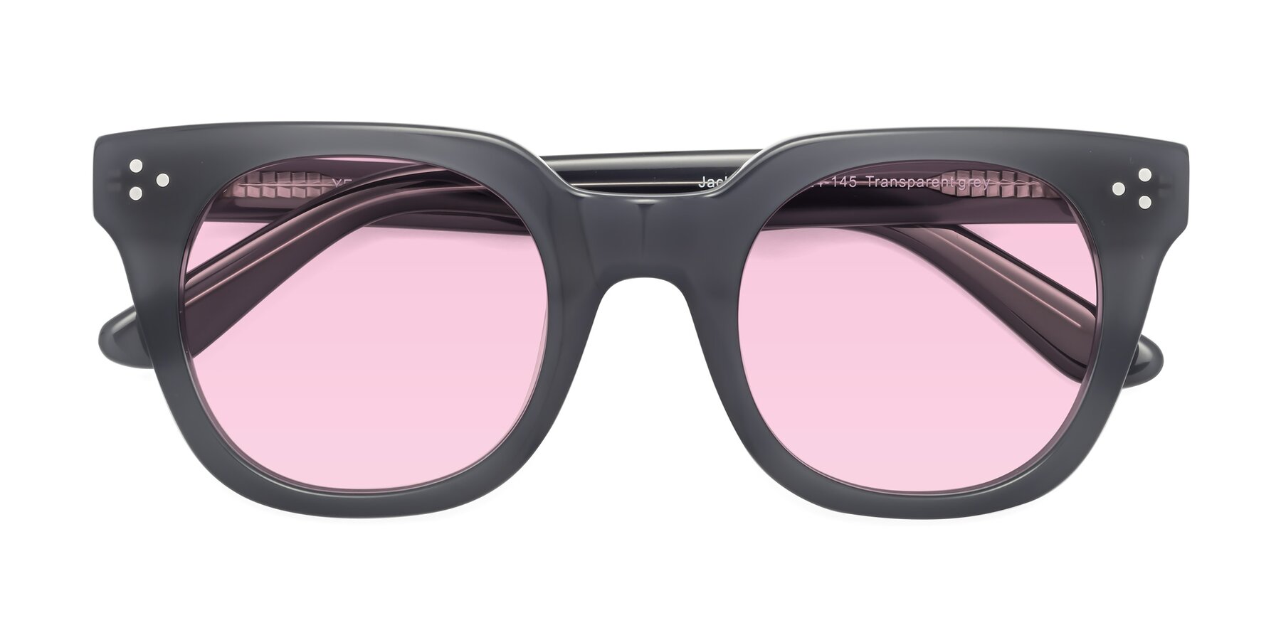 Folded Front of Jackman in Transparent Gray with Light Pink Tinted Lenses