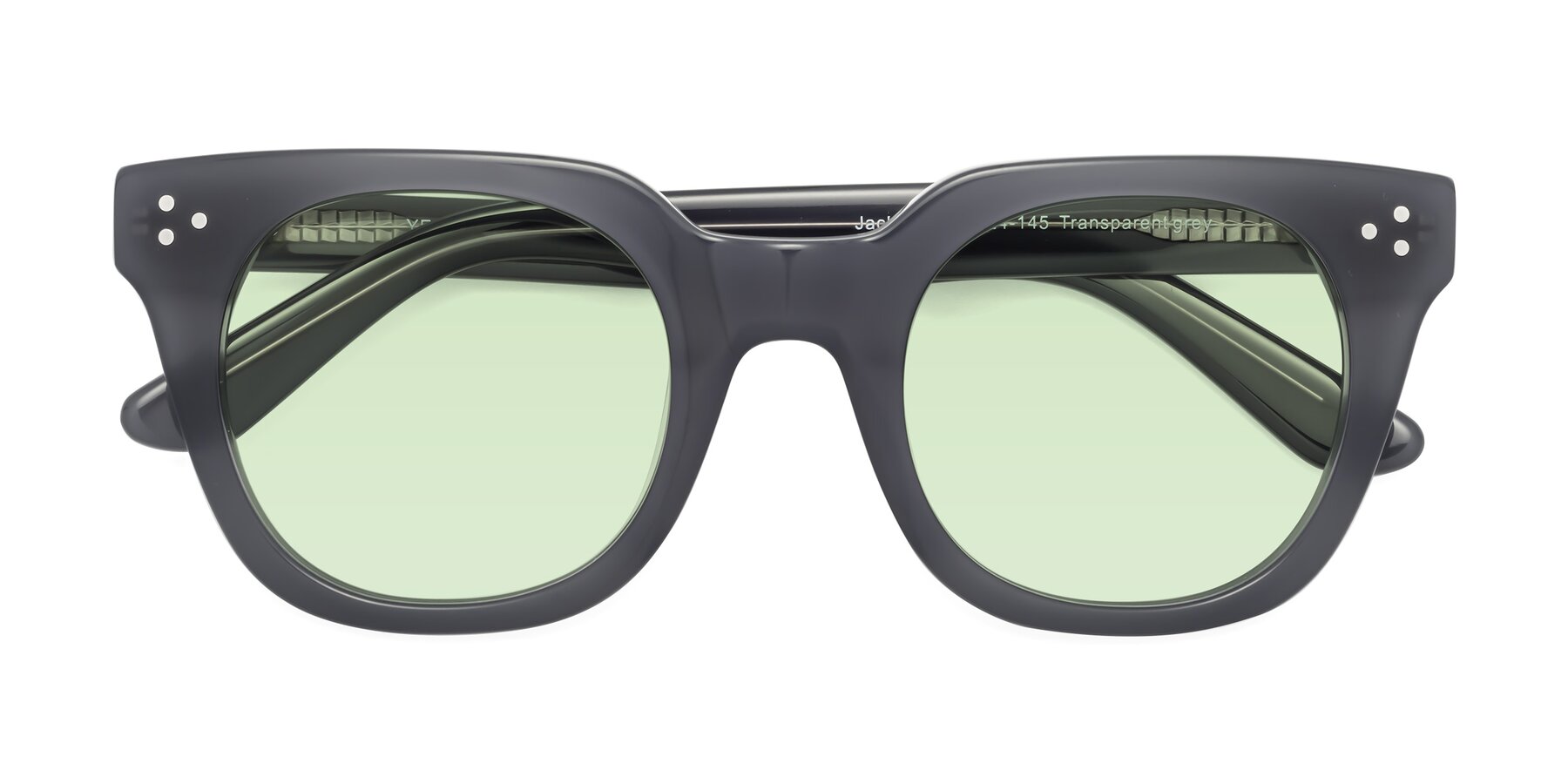 Folded Front of Jackman in Transparent Gray with Light Green Tinted Lenses