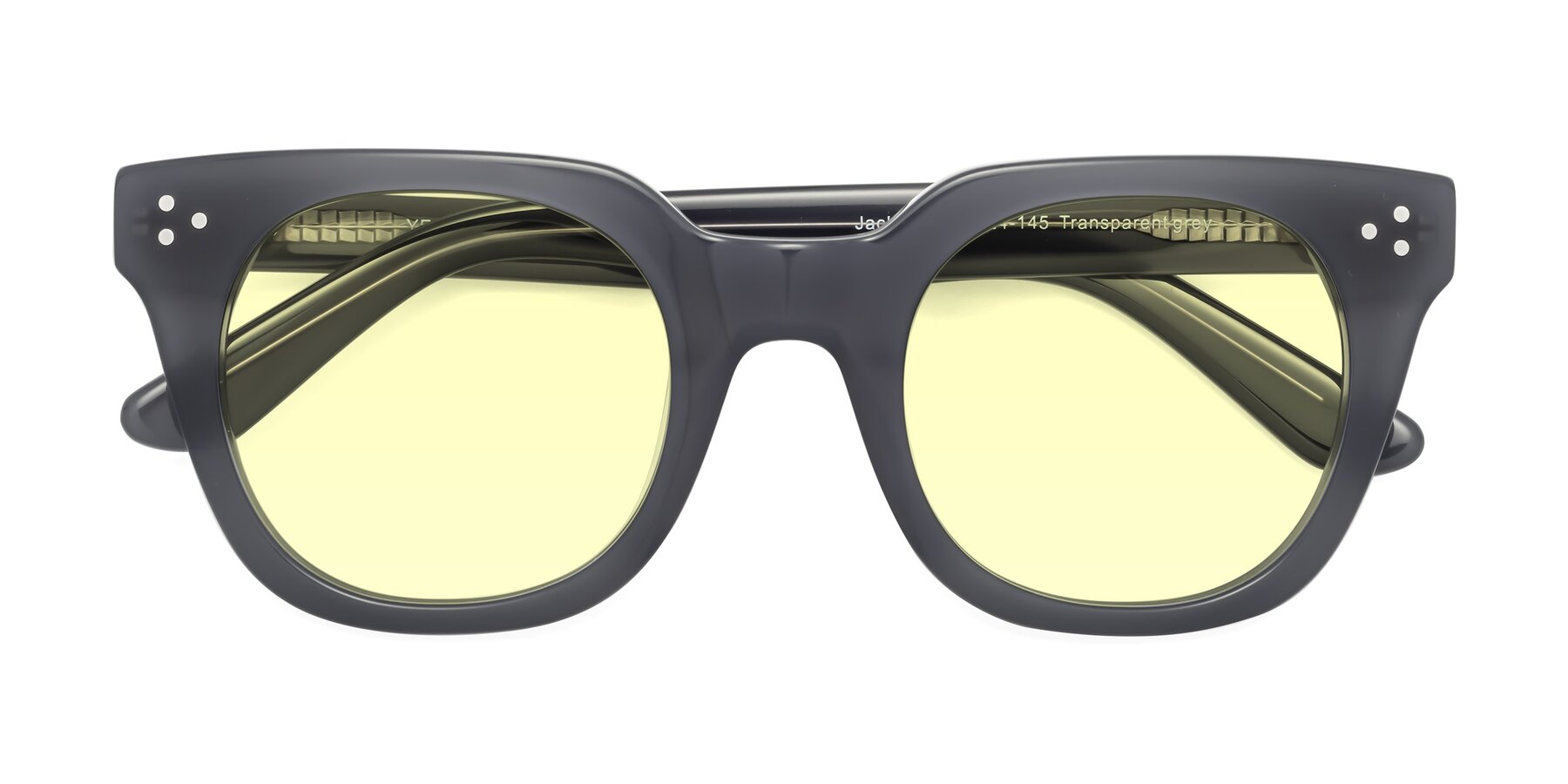 Folded Front of Jackman in Transparent Gray with Light Yellow Tinted Lenses