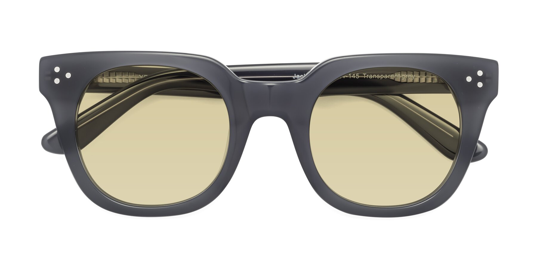 Folded Front of Jackman in Transparent Gray with Light Champagne Tinted Lenses