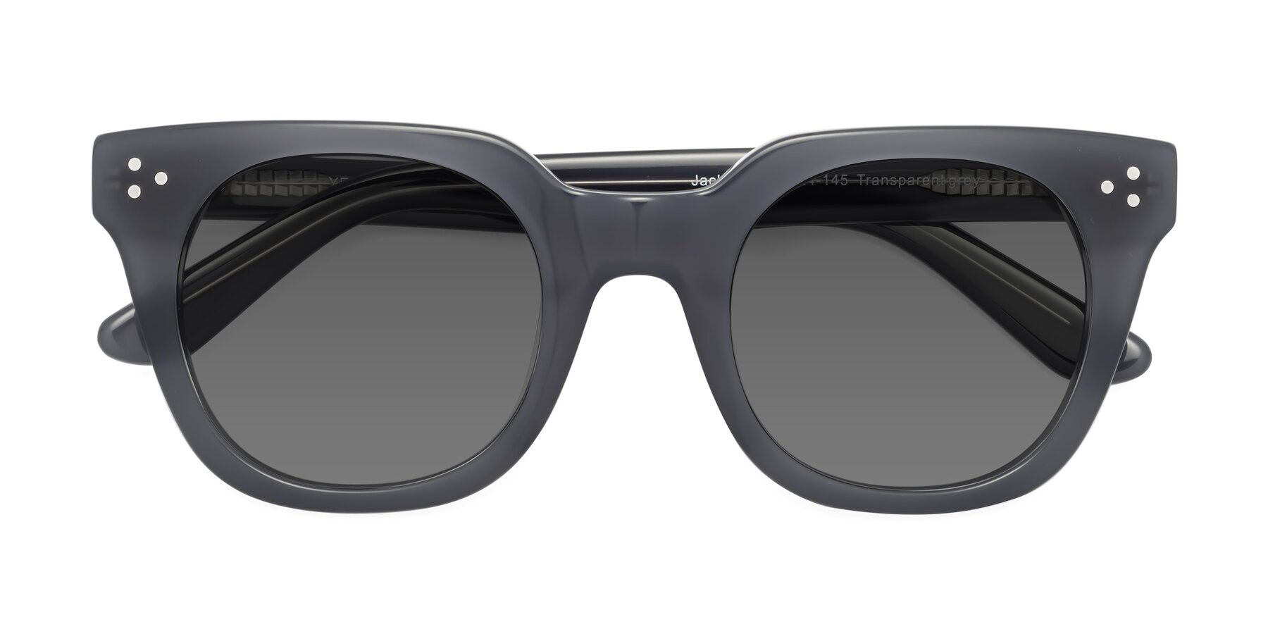 Folded Front of Jackman in Transparent Gray with Medium Gray Tinted Lenses