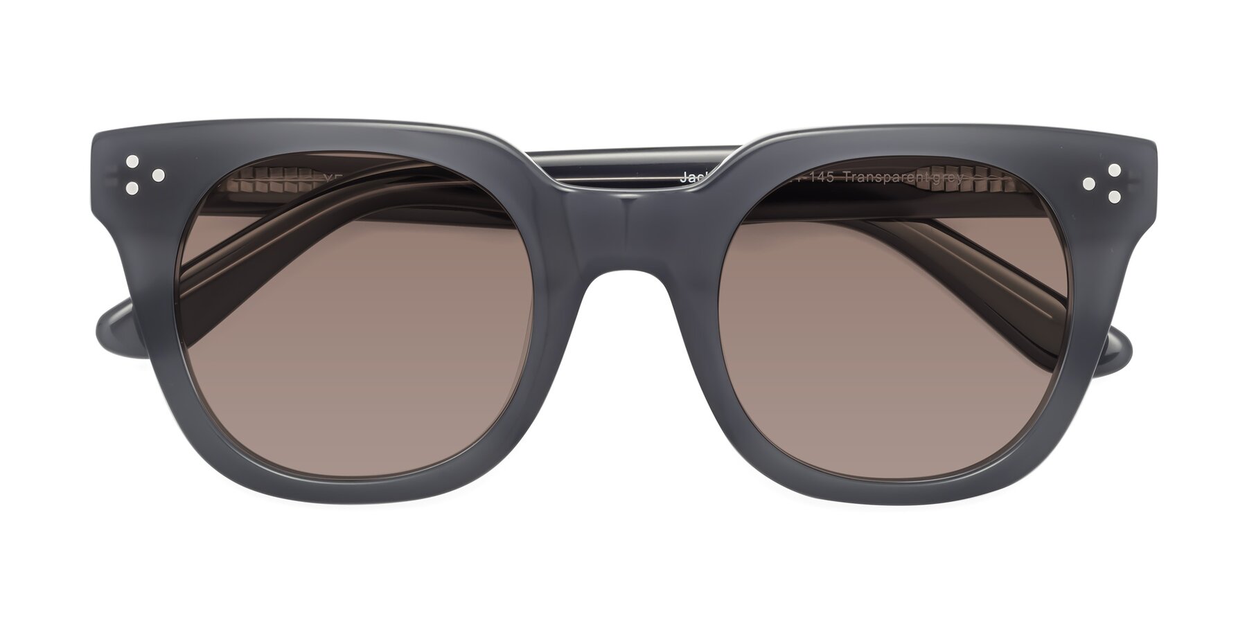 Folded Front of Jackman in Transparent Gray with Medium Brown Tinted Lenses