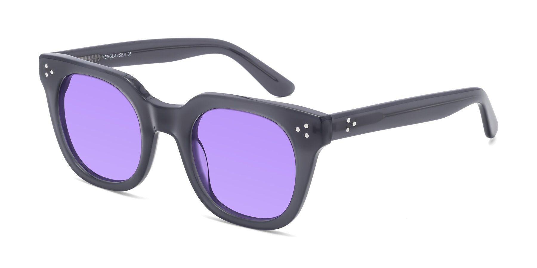 Angle of Jackman in Transparent Gray with Medium Purple Tinted Lenses
