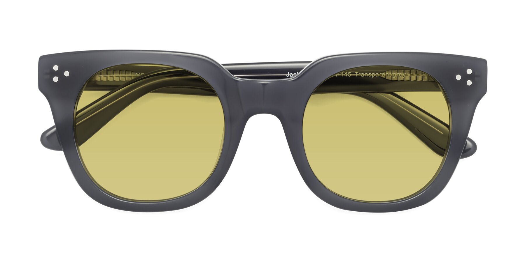 Folded Front of Jackman in Transparent Gray with Medium Champagne Tinted Lenses