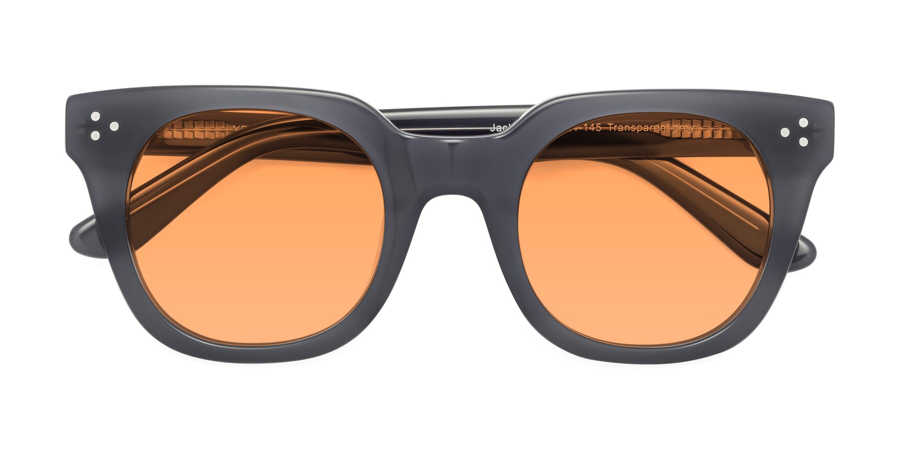 Folded Front of Jackman in Transparent Gray with Medium Orange Tinted Lenses