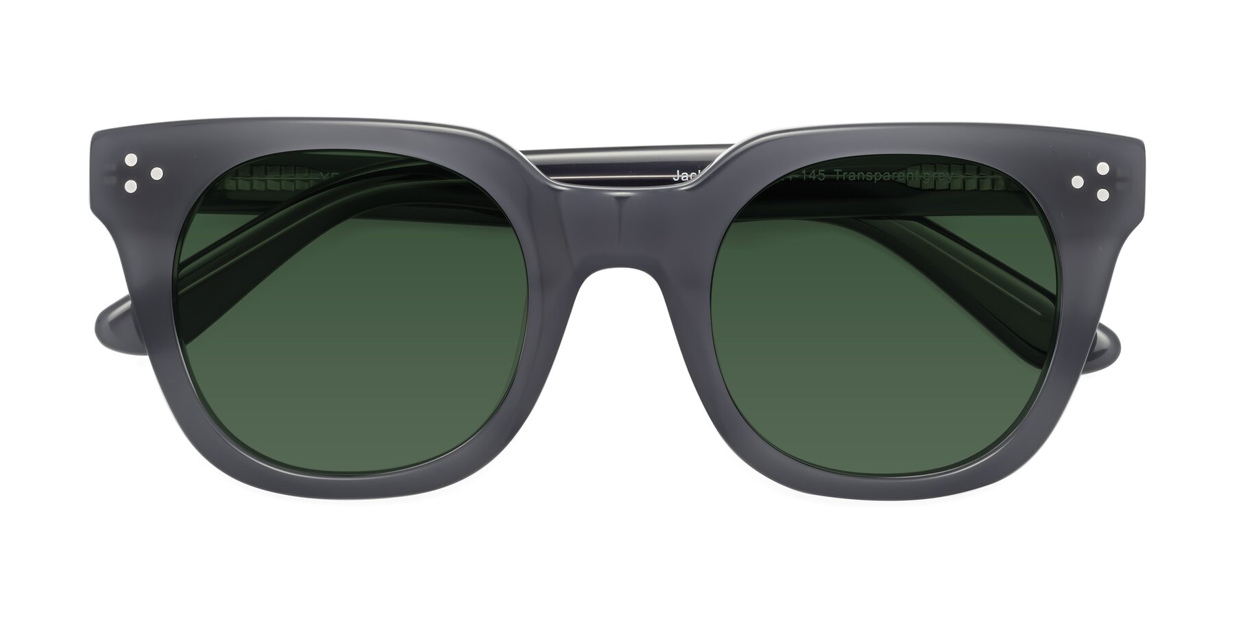 Folded Front of Jackman in Transparent Gray with Green Tinted Lenses