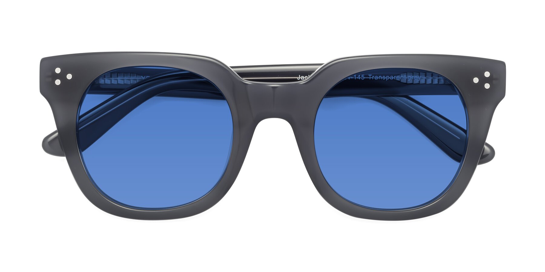 Folded Front of Jackman in Transparent Gray with Blue Tinted Lenses