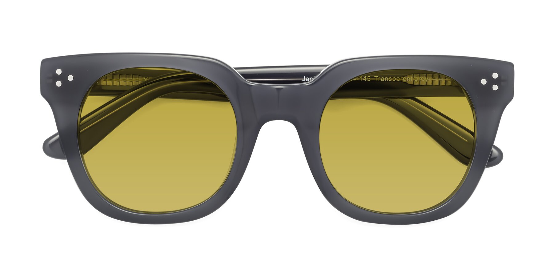 Folded Front of Jackman in Transparent Gray with Champagne Tinted Lenses