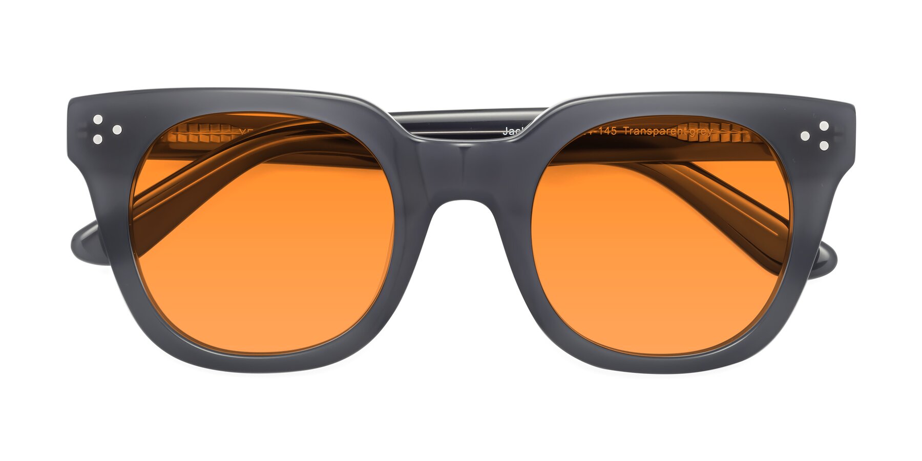 Folded Front of Jackman in Transparent Gray with Orange Tinted Lenses