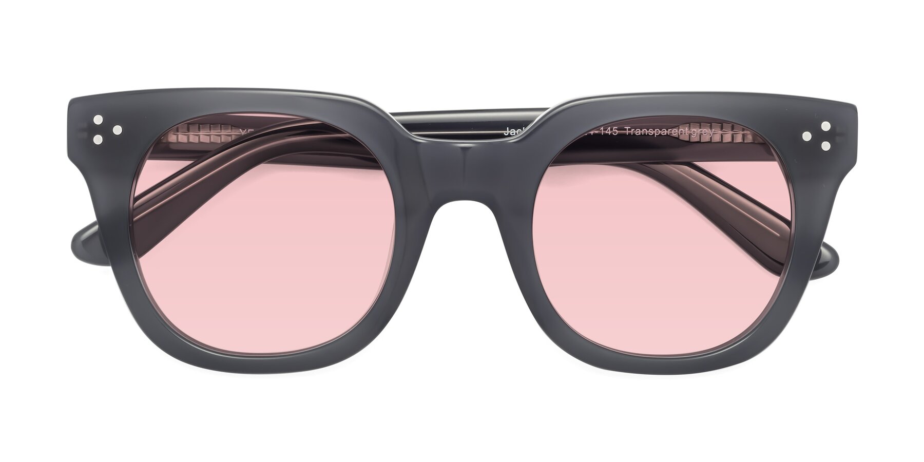 Folded Front of Jackman in Transparent Gray with Light Garnet Tinted Lenses