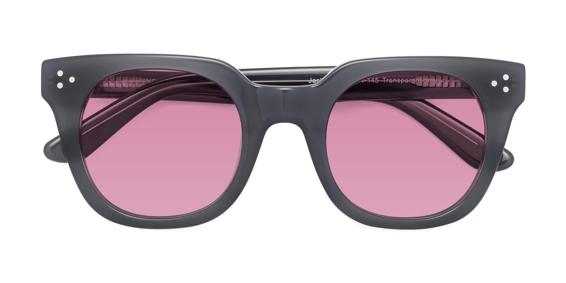 Folded Front of Jackman in Transparent Gray with Medium Wine Tinted Lenses