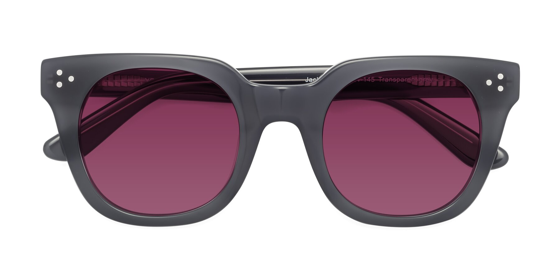 Folded Front of Jackman in Transparent Gray with Wine Tinted Lenses