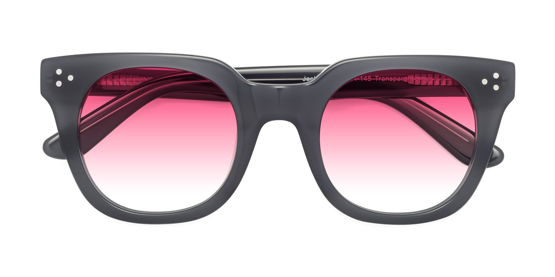 Folded Front of Jackman in Transparent Gray with Pink Gradient Lenses