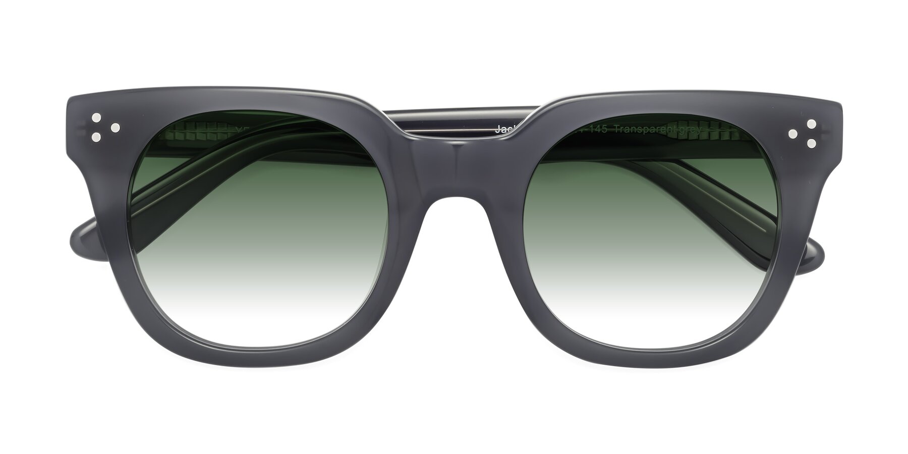 Folded Front of Jackman in Transparent Gray with Green Gradient Lenses
