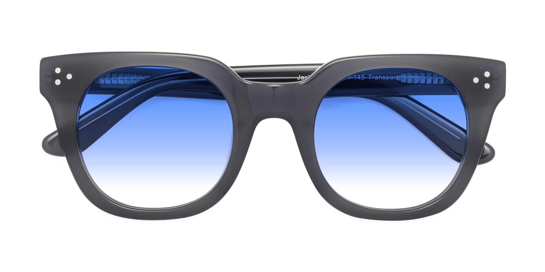 Folded Front of Jackman in Transparent Gray with Blue Gradient Lenses