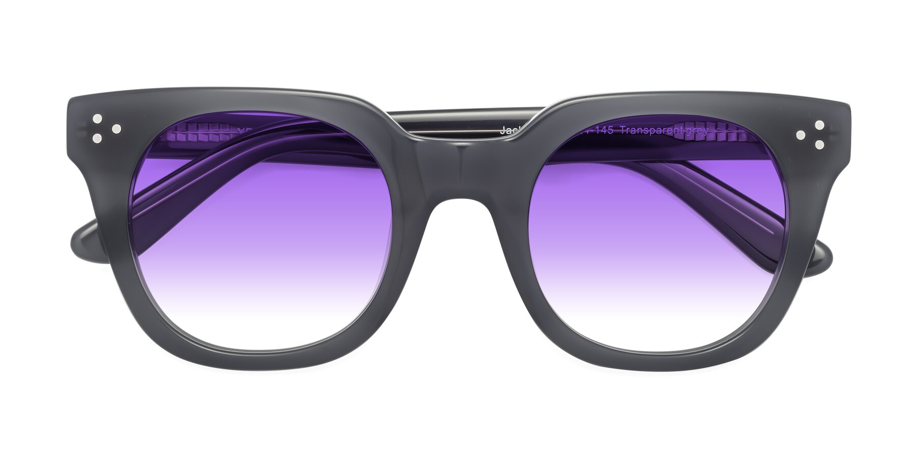 Folded Front of Jackman in Transparent Gray with Purple Gradient Lenses