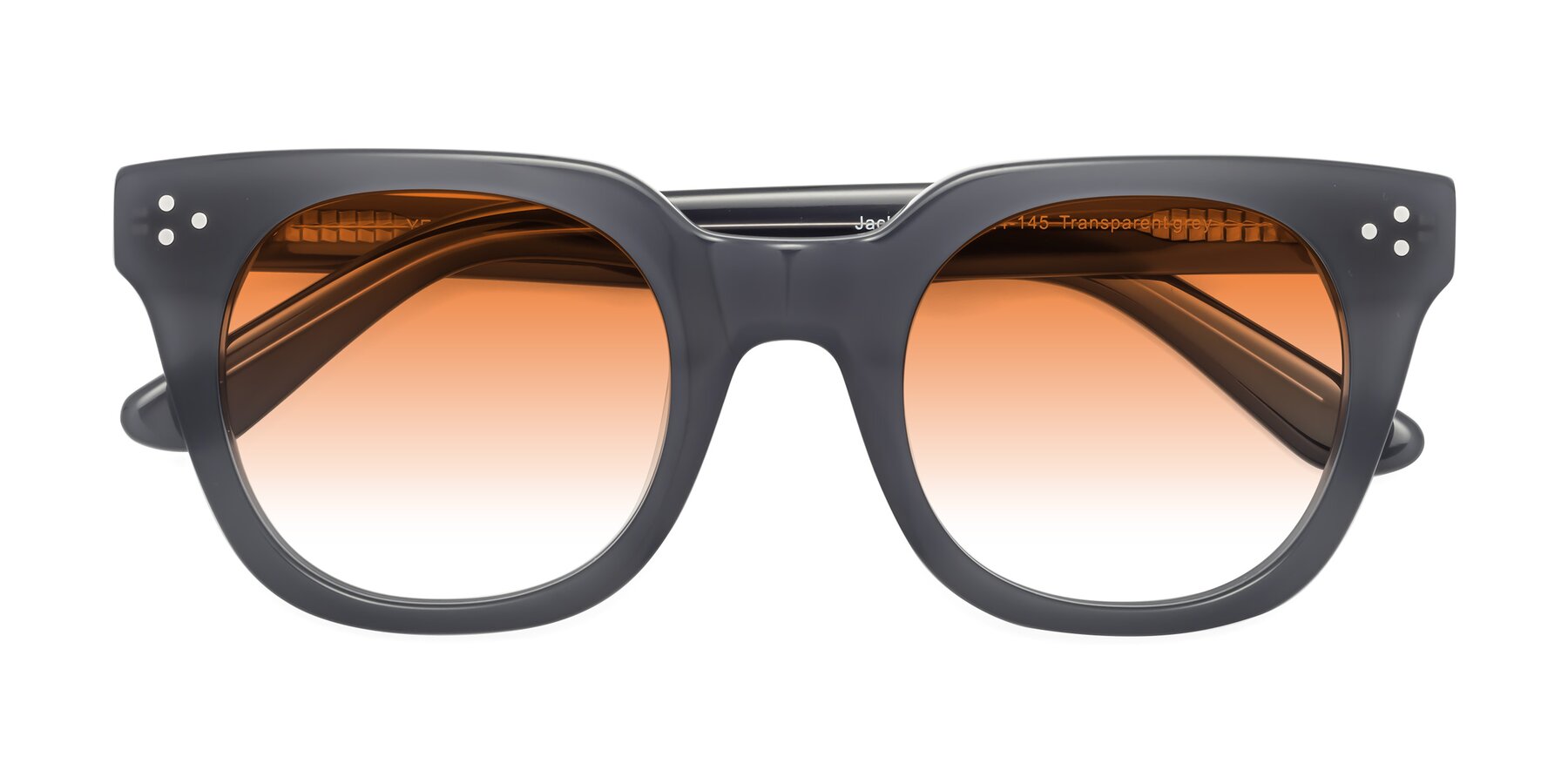 Folded Front of Jackman in Transparent Gray with Orange Gradient Lenses