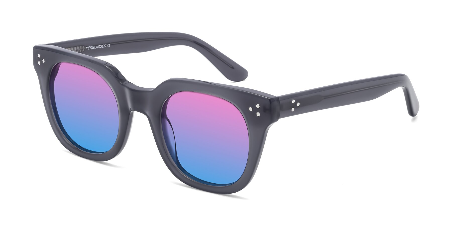 Angle of Jackman in Transparent Gray with Pink / Blue Gradient Lenses
