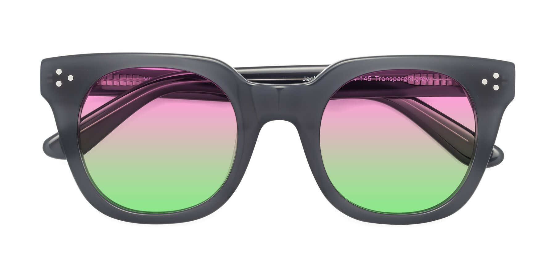 Folded Front of Jackman in Transparent Gray with Pink / Green Gradient Lenses