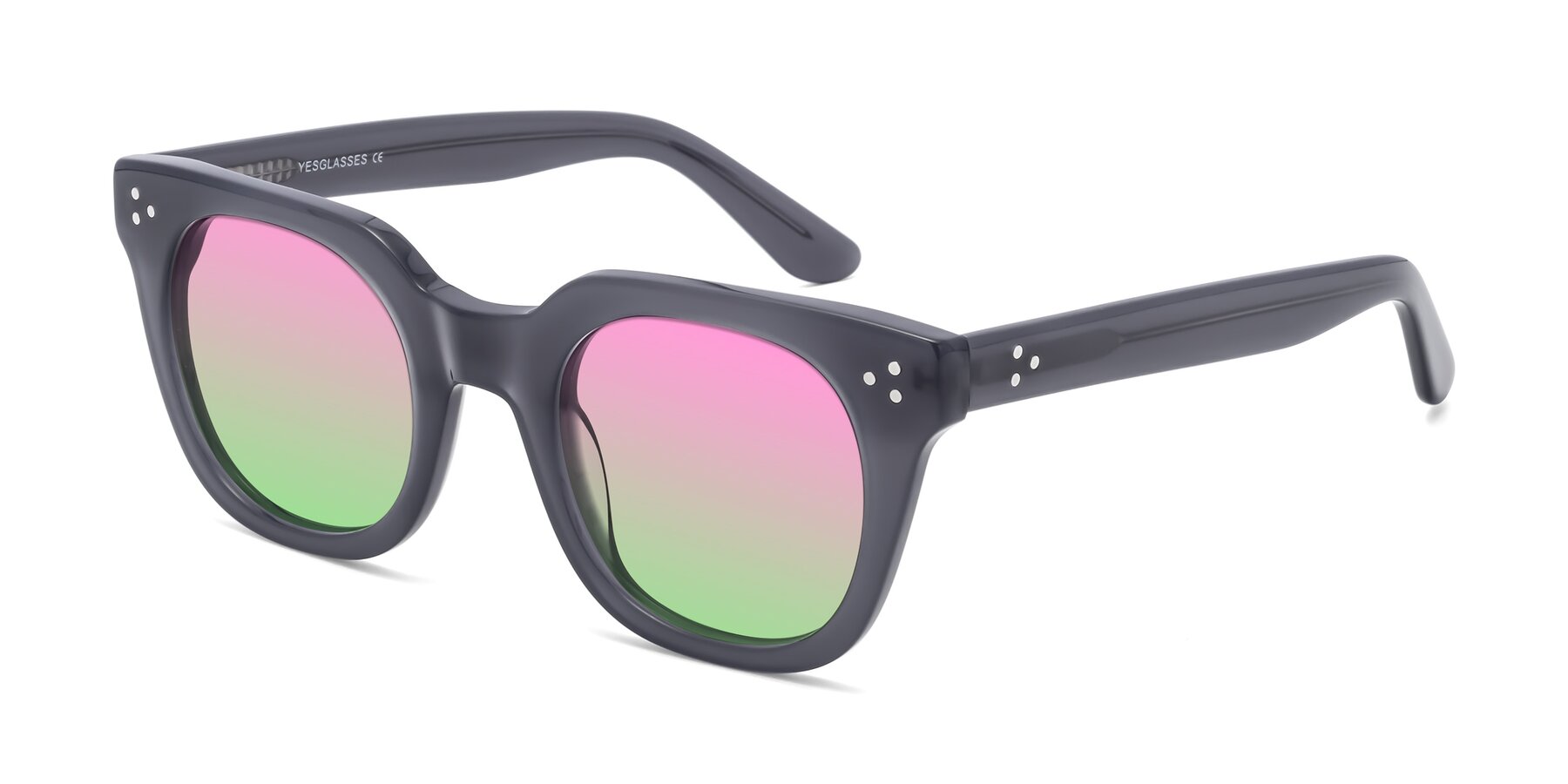 Angle of Jackman in Transparent Gray with Pink / Green Gradient Lenses