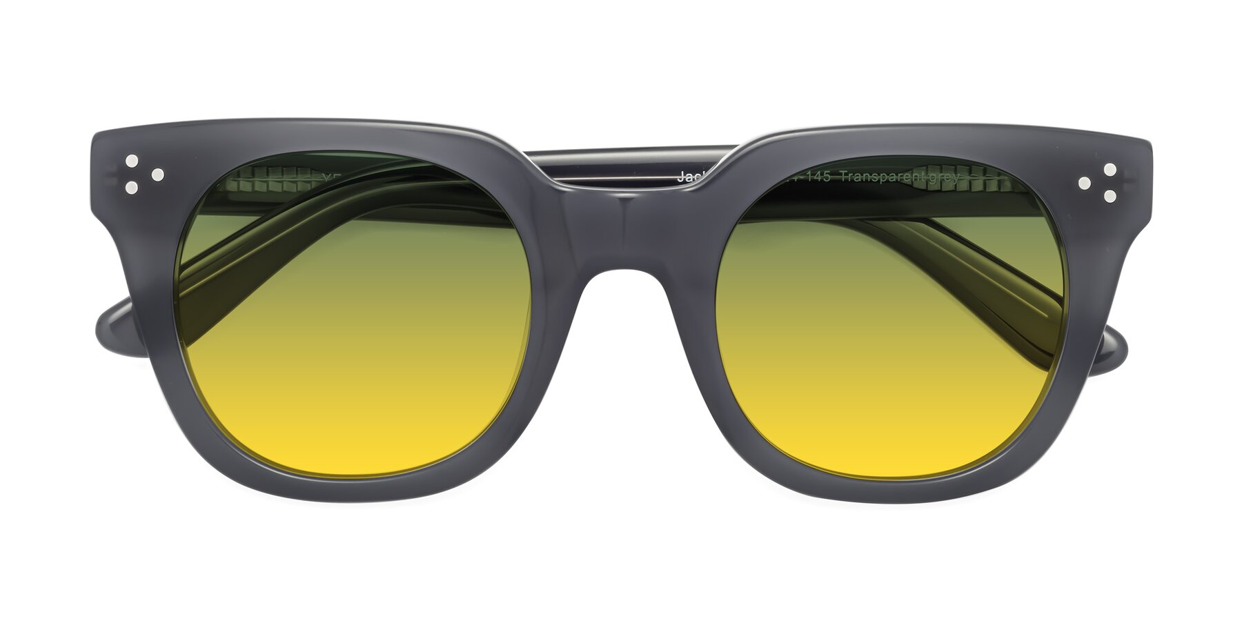 Folded Front of Jackman in Transparent Gray with Green / Yellow Gradient Lenses
