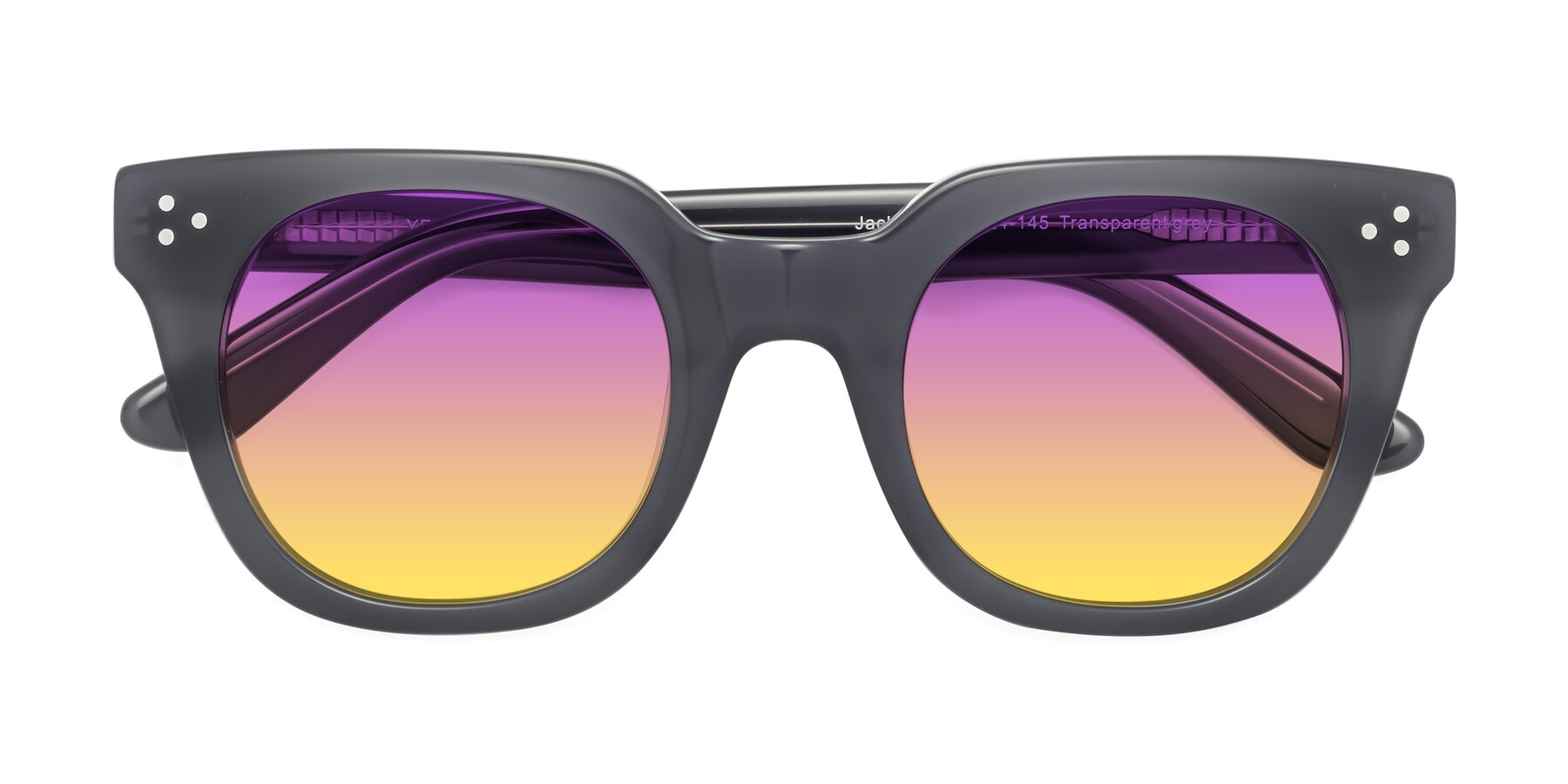 Folded Front of Jackman in Transparent Gray with Purple / Yellow Gradient Lenses