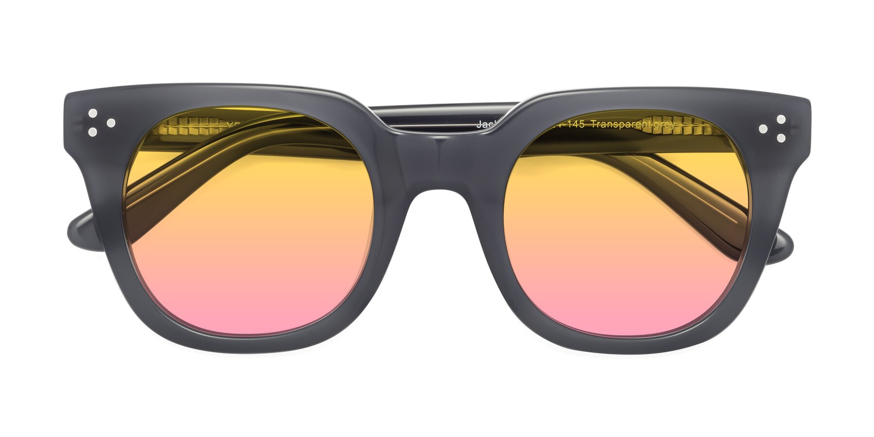 Folded Front of Jackman in Transparent Gray with Yellow / Pink Gradient Lenses