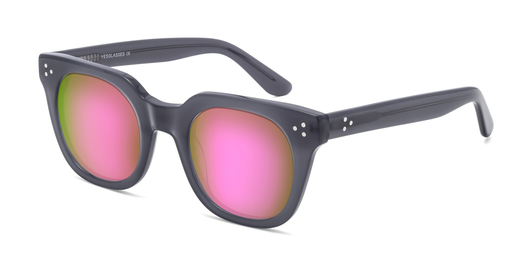 Angle of Jackman in Transparent Gray with Pink Mirrored Lenses