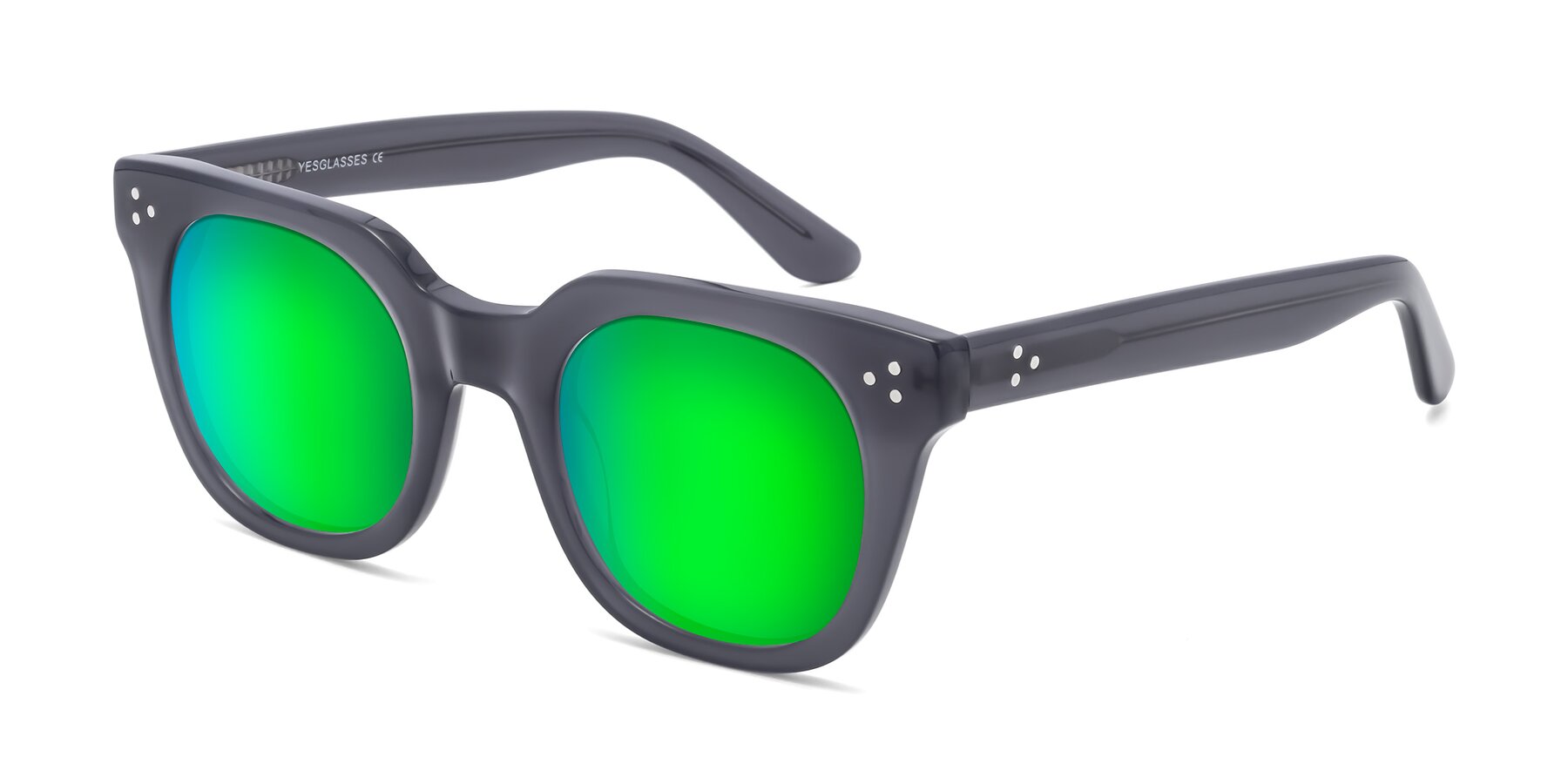 Angle of Jackman in Transparent Gray with Green Mirrored Lenses