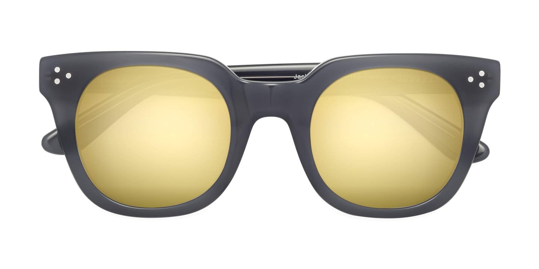 Folded Front of Jackman in Transparent Gray with Gold Mirrored Lenses