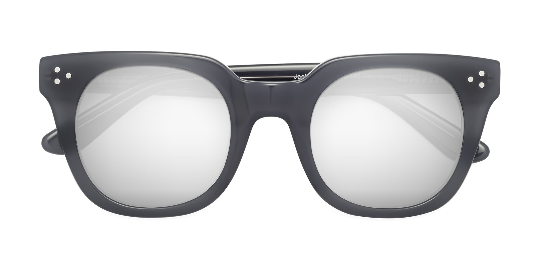 Folded Front of Jackman in Transparent Gray with Silver Mirrored Lenses