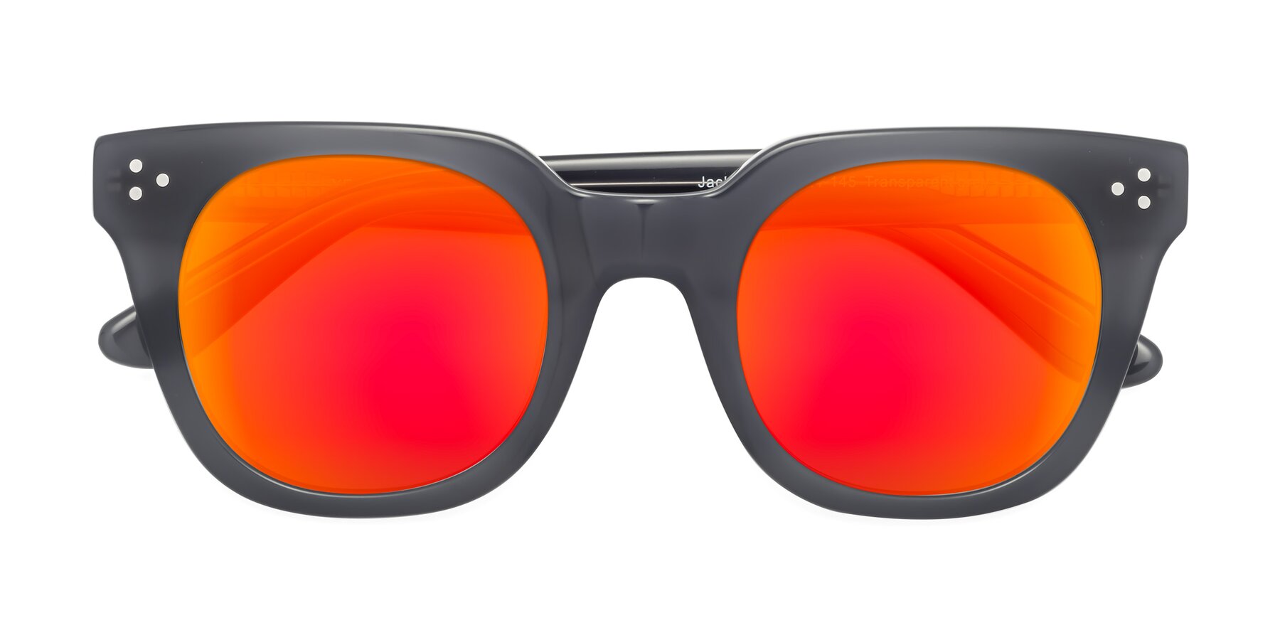Folded Front of Jackman in Transparent Gray with Red Gold Mirrored Lenses