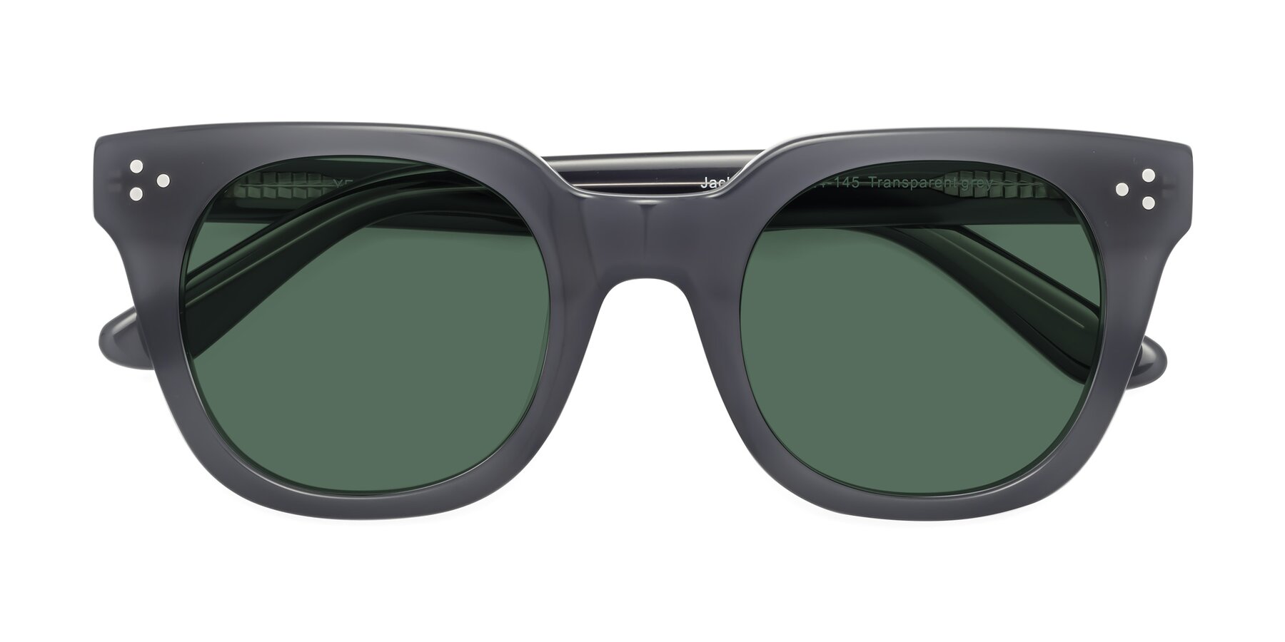 Folded Front of Jackman in Transparent Gray with Green Polarized Lenses