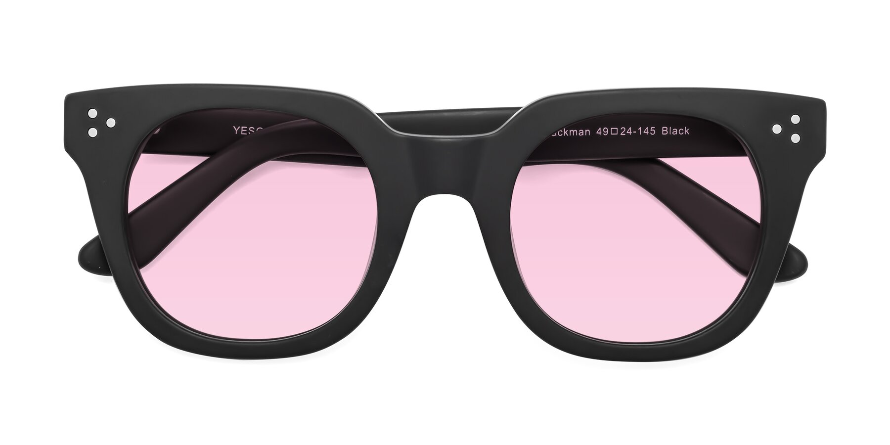 Folded Front of Jackman in Black with Light Pink Tinted Lenses