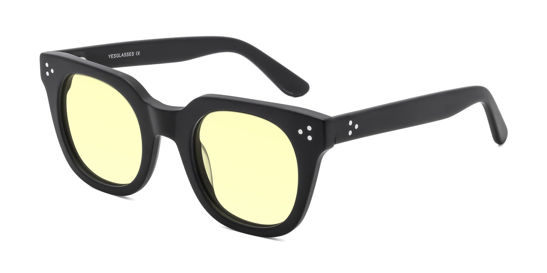 Angle of Jackman in Black with Light Yellow Tinted Lenses